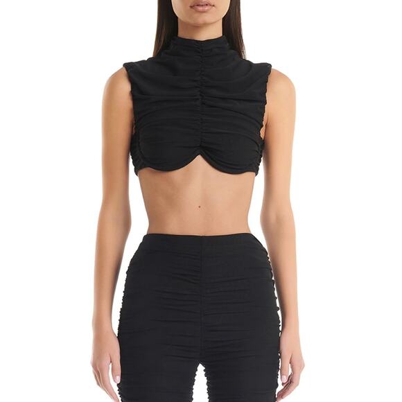 Eliya The Label Black Mason Mesh Evening Cocktail Crop Top Size XS NWT Ret $235 - Picture 1 of 8